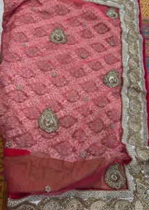 Embroidered Pink Saree