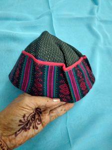 Black Weave Himachali Cap