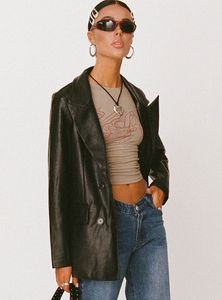 Oversized Faux Leather Blazer