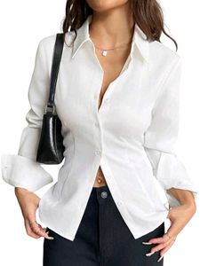 Chic White Lace-Up corset back shirt for women