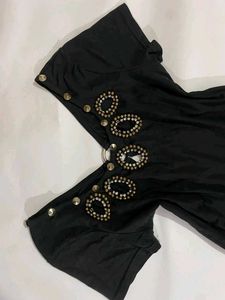Black y2k vintage retro V-Neck Top