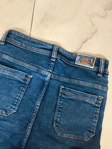 Women's Blue Denim Cargo Jeans(Not pure)