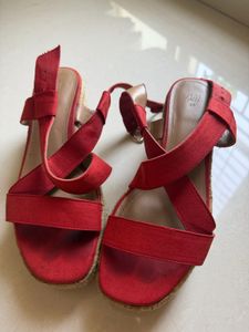 H&amp;M Red Espadrille Wedge Sandals