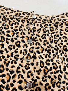 Leopard Print Button-Front Skirt