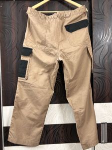 Block Pattern Beige Cargo Pants Brand New