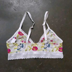 Floral Print Cotton Bra