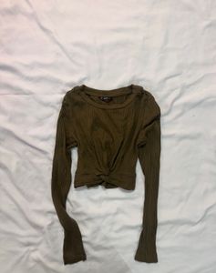 Olive Green Knit Crop Top