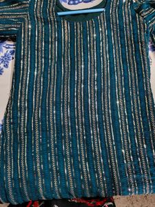 Embellished Teal Kurta