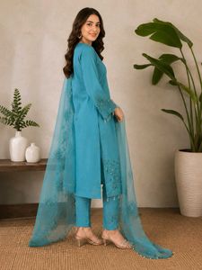 Teal Blue Kurta Set with Dupatta