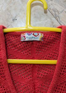 Elegant Red Woven/Cardigan