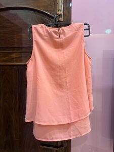 Peach Embellished Sleeveless Top