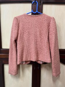Chic Pearl Embellished Textured Coat