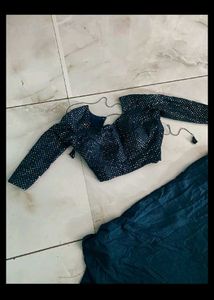 Sequined Blue lahengha choli