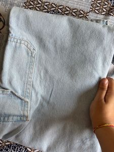 Light Wash Wide Leg Cargo Jeans