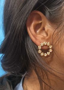 Sparkling Flower Hoop Earrings