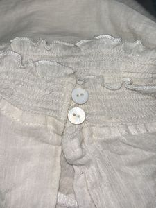 White Ruffled Neckline Top