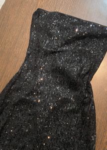 Black Sequin Corset Back Maxi Dress