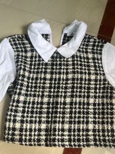 Chic Tweed Dress with White Collar