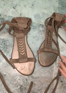 Stylish Lace-Up silver Sandals