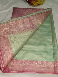 Pink Sequin Embroidered Saree with blouse