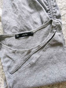Grey Ruched Cut-out Bodycon Dress