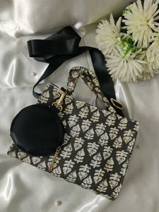 Designer Handbag with Coin Pouch🖤🤍✨