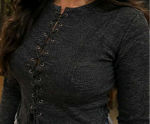 Chic Lace-Up Knit Sweater