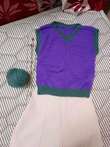 knitted purple vest