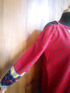 Red Floral Print Top