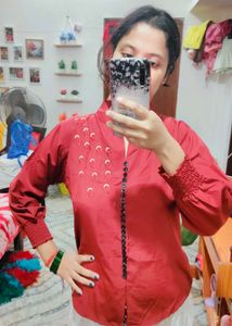 Maroon Embroidered shirt