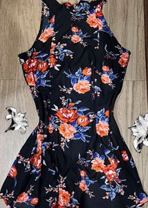 Floral Black Fit & Flare Mini Dress