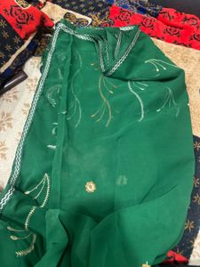 Elegant Green Floral Saree