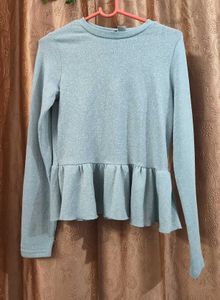 shiney H&amp;M sky-blue colour top.