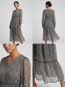 tiered long-sleeve midi dress