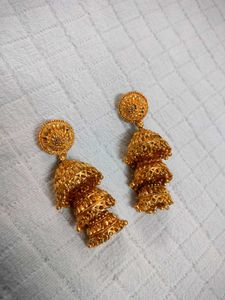 Exquisite Gold Plated Jhumka Earrings