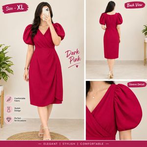 Elegant Puff Sleeve Wrap Dress