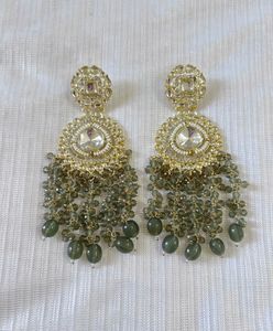 Designer Partywear Long Stone Studded Earrings