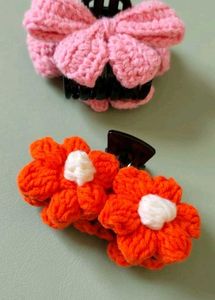 Cute Crochet Flower Hair Claw Clips
