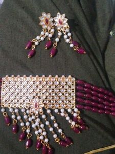 Beautiful mehroon colour necklace set