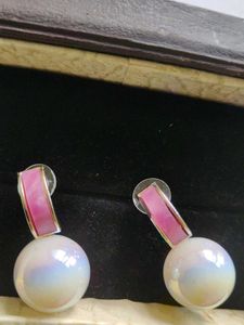 Chic Pearl & Pink Drop Earrings