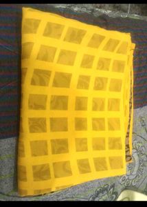 Vibrant Yellow Saree with Black Damask Print