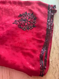Vibrant Pink Embroidered Saree