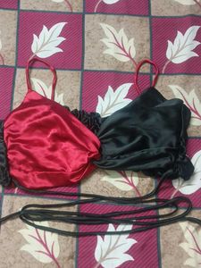 Red & Black Party Crop Top