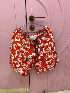 Men's Red Floral Swim Shorts