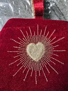 Elegant Red Velvet Clutch with Heart Design