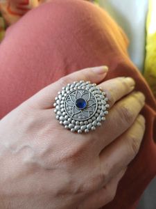 Boho Brass Silverlookalike Statement Ring