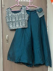 New Stunning Teal Embellished plazo set