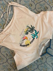 Beach Paradise Graphic Crop Top