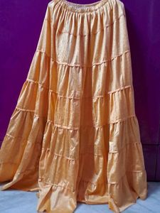 Tiered Orange Ethnic Skirt full flair