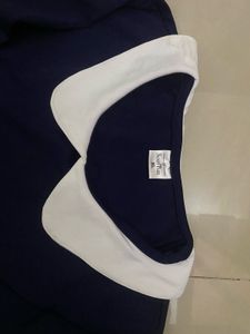 Navy Blue Dress with White Collar